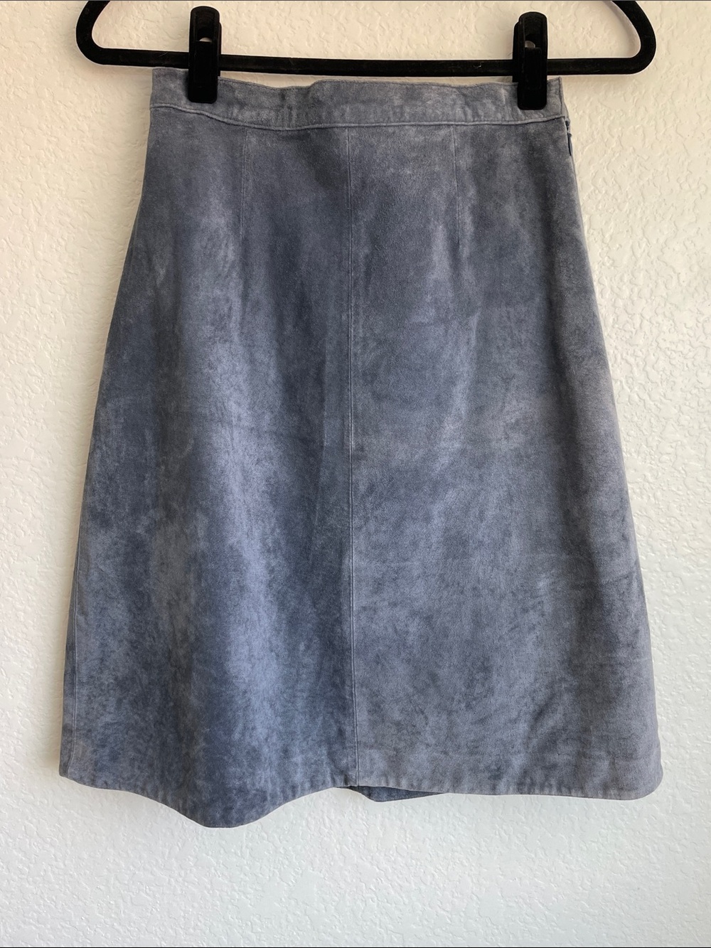 VTG DIALOGUE Slate-Blue Suede A-Line Midi Skirt • Size 4
